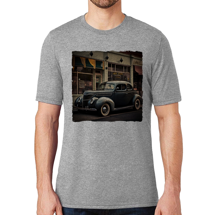 Camiseta Carro clássico na cidade - Cinza