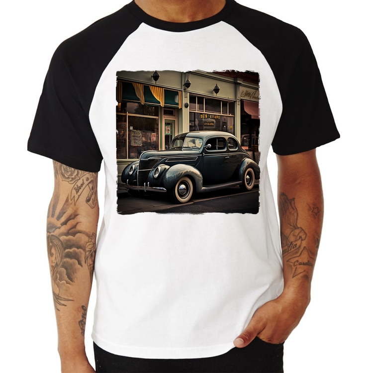 Camiseta Raglan Carro clássico na cidade