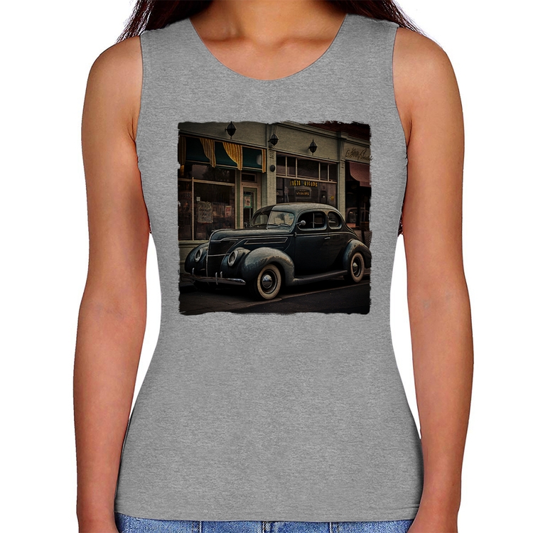 Regata Feminina Carro clássico na cidade - Cinza