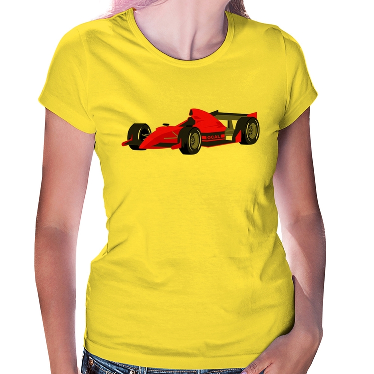 Baby Look Carro de Corrida - Amarela