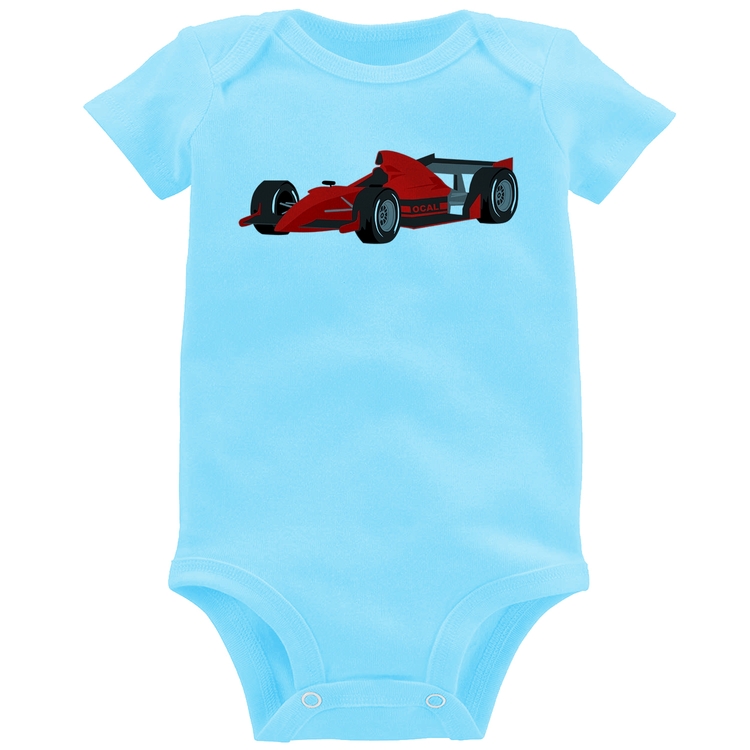 Body Bebê Carro de Corrida - Azul Bebê