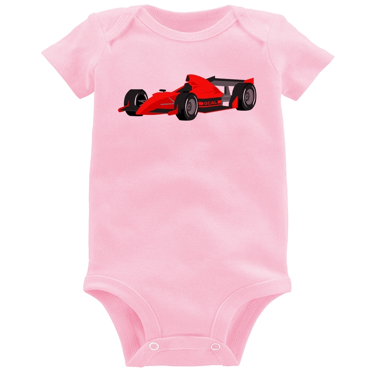 Body Bebê Carro de Corrida - Rosa Bebê