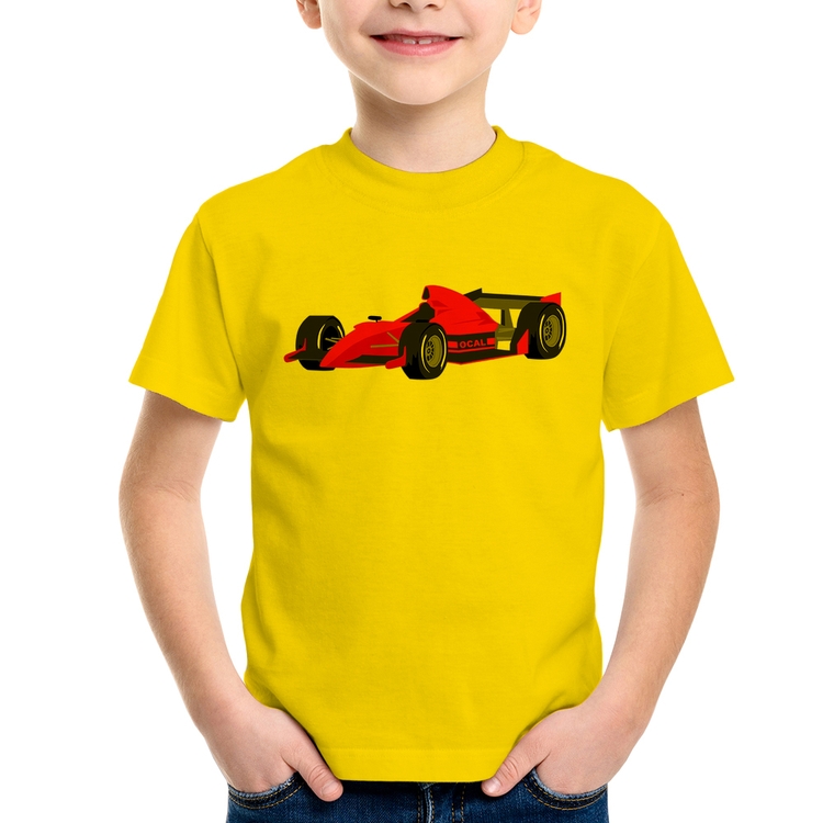 Camiseta Infantil Carro de Corrida - Amarela