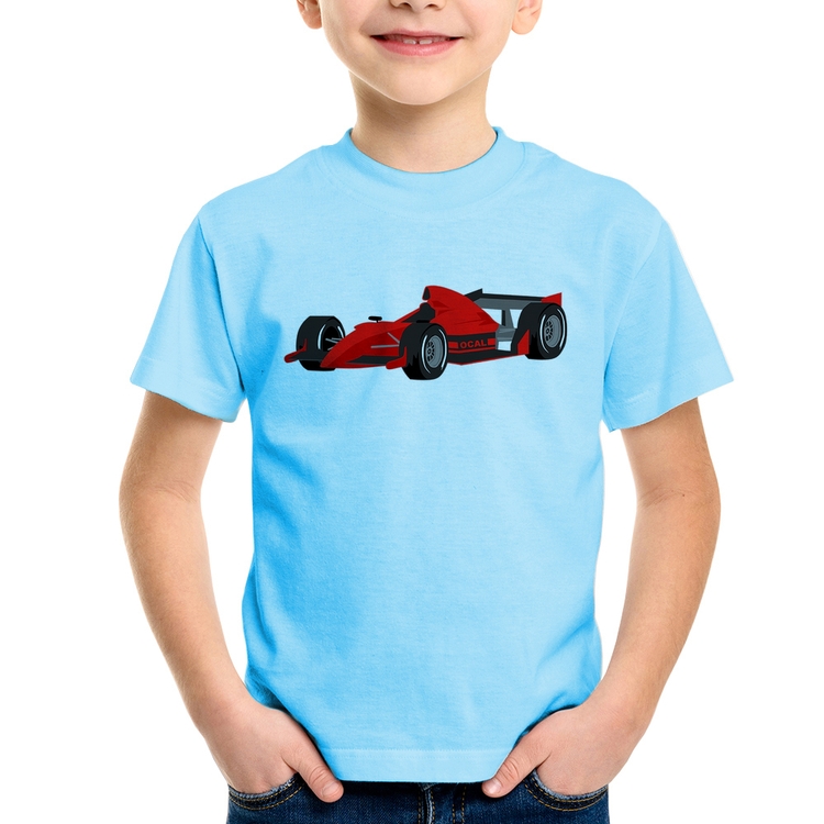 Camiseta Infantil Carro de Corrida - Azul Bebê