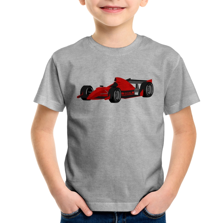 Camiseta Infantil Carro de Corrida - Cinza