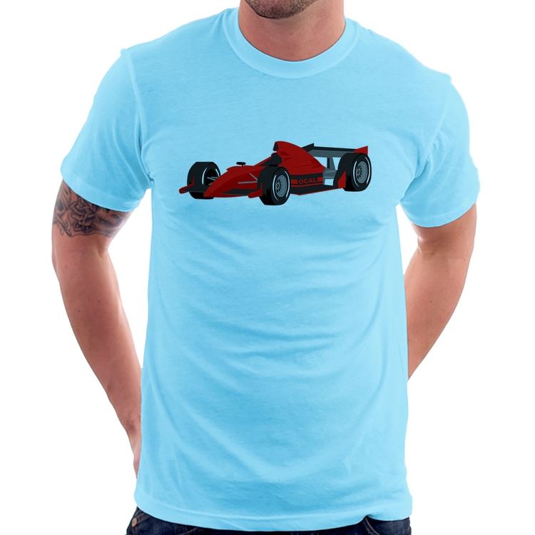 Camiseta Carro de Corrida - Azul Bebê