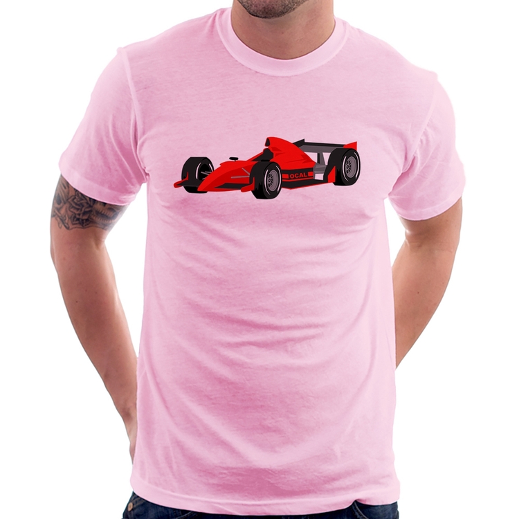 Camiseta Carro de Corrida - Rosa Bebê