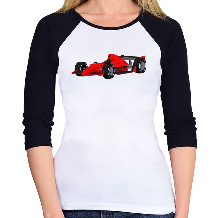 Baby Look Raglan Carro de Corrida Manga 3/4