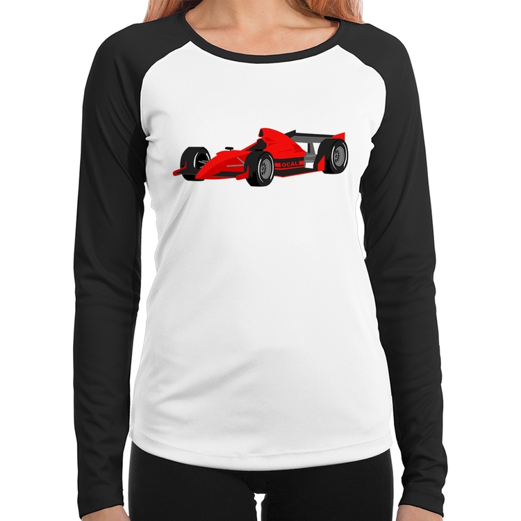 Baby Look Raglan Carro de Corrida Manga Longa