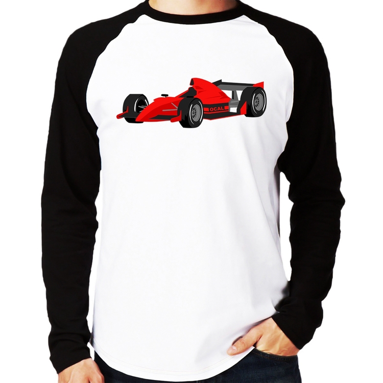 Camiseta Raglan Carro de Corrida Manga Longa