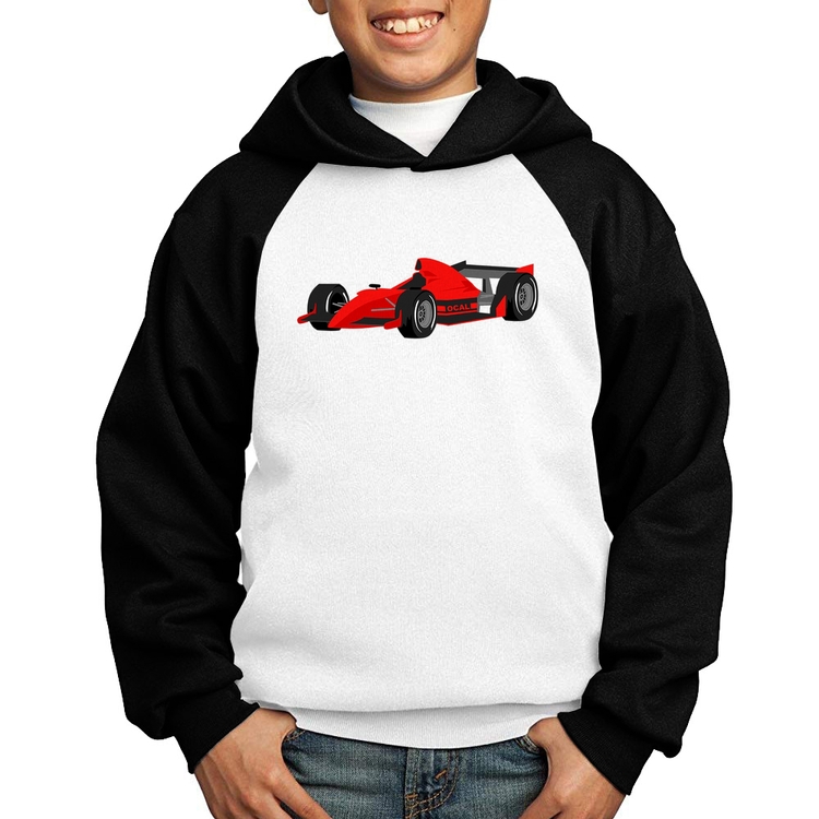 Moletom Infantil Carro de Corrida - Branco/Preto