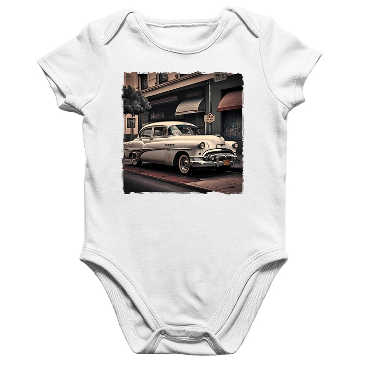 Body Bebê Algodão Carro retrô branco - Branco