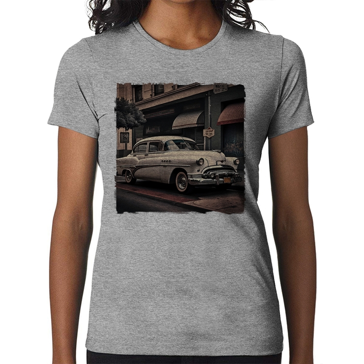 Baby Look Carro retrô branco - Cinza