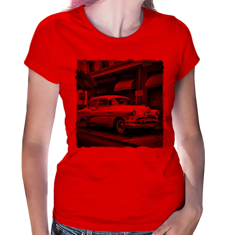 Baby Look Carro retrô branco - Vermelha