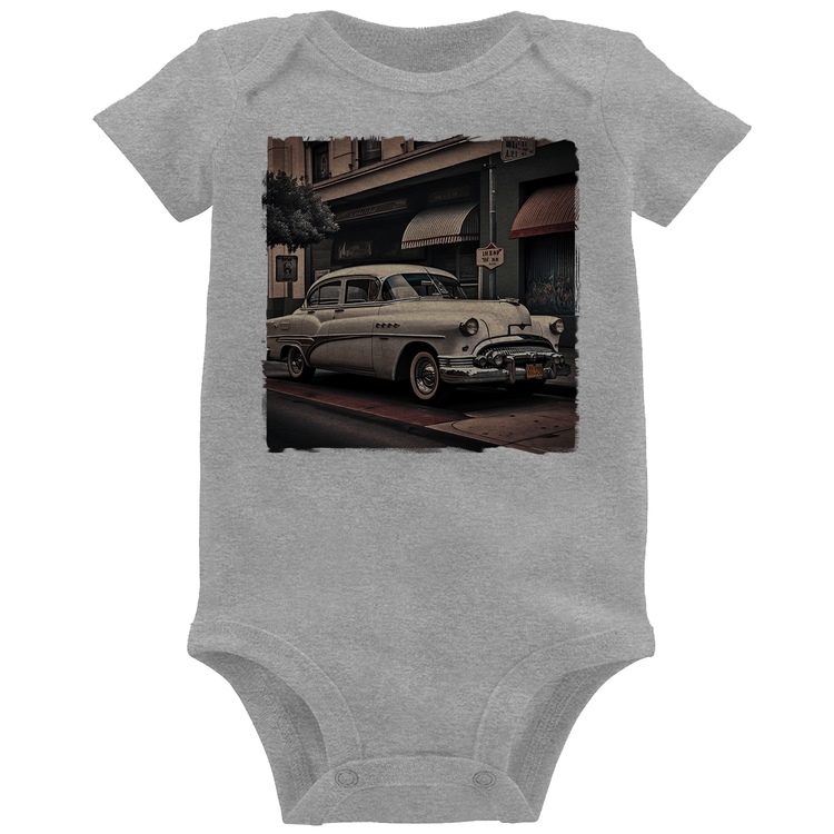 Body Bebê Carro retrô branco - Cinza