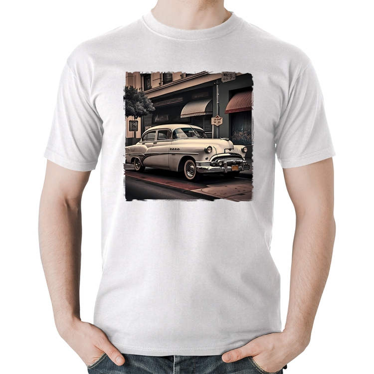 Camiseta Algodão Carro retrô branco - Branca