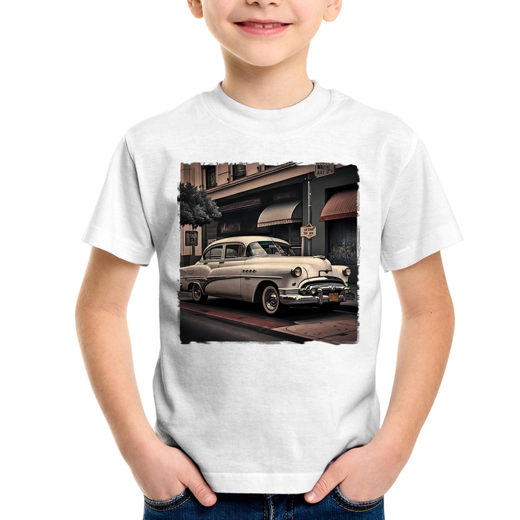 Camiseta Infantil Carro retrô branco