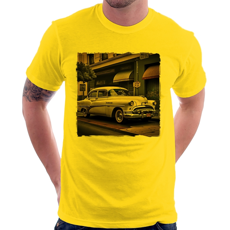 Camiseta Carro retrô branco - Amarela