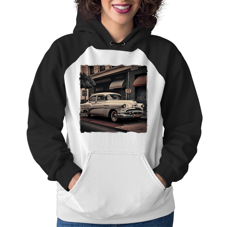 Moletom Feminino Carro retrô branco