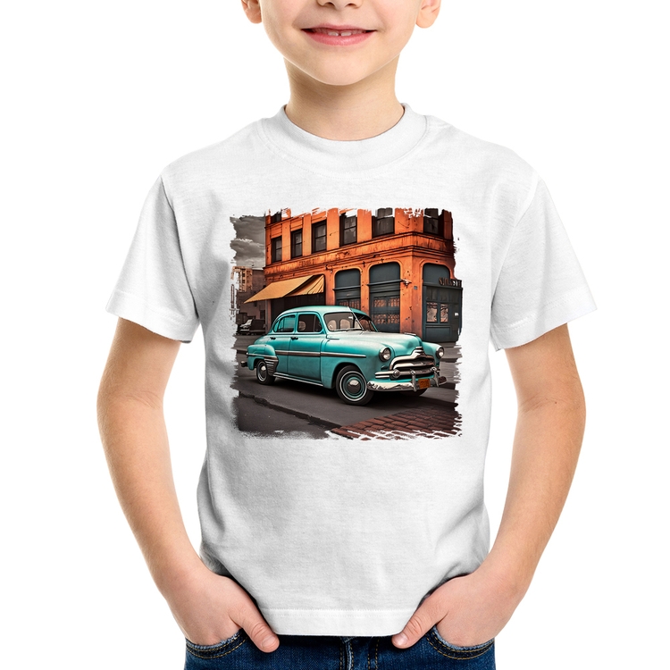 Camiseta Infantil Carro retrô na cidade