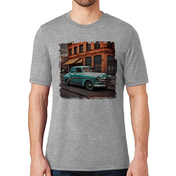 Camiseta Carro retrô na cidade - Cinza