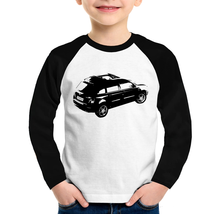 Camiseta Raglan Infantil Carro Stilo Blackmotion Manga Longa