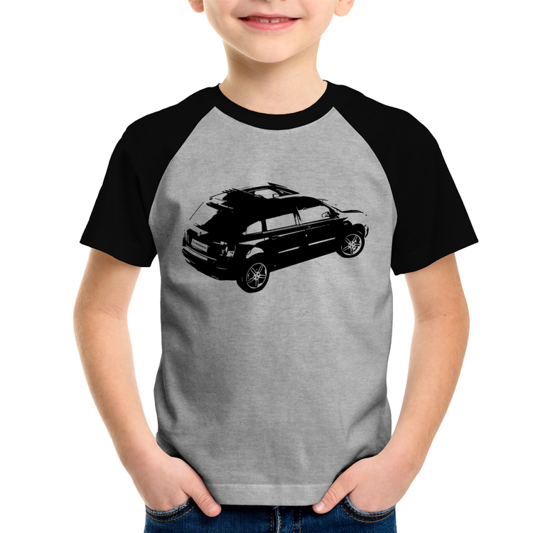 Camiseta Raglan Infantil Carro Stilo Blackmotion - Cinza/Preto