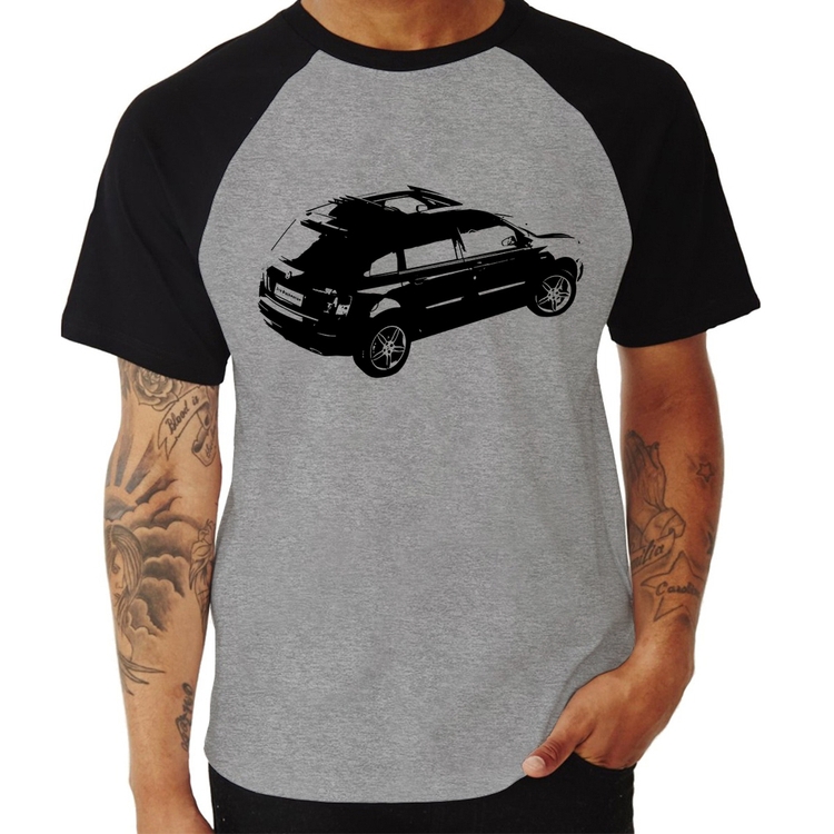 Camiseta Raglan Carro Stilo Blackmotion - Cinza/Preto