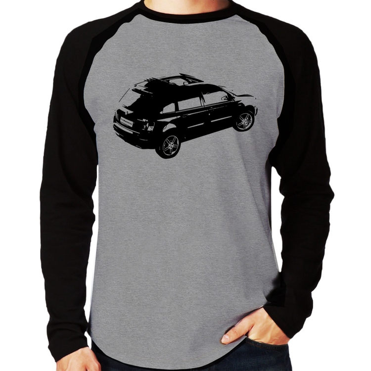 Camiseta Raglan Carro Stilo Blackmotion Manga Longa - Cinza/Preto