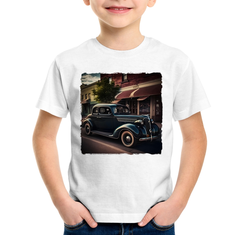 Camiseta Infantil Carro vintage na cidade