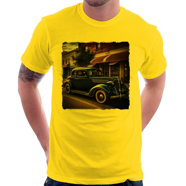 Camiseta Carro vintage na cidade - Amarela