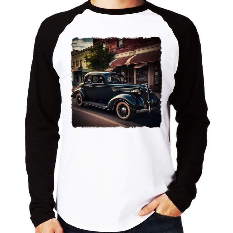 Camiseta Raglan Carro vintage na cidade Manga Longa