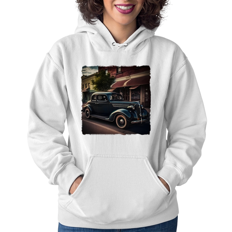 Moletom Feminino Carro vintage na cidade - Branco