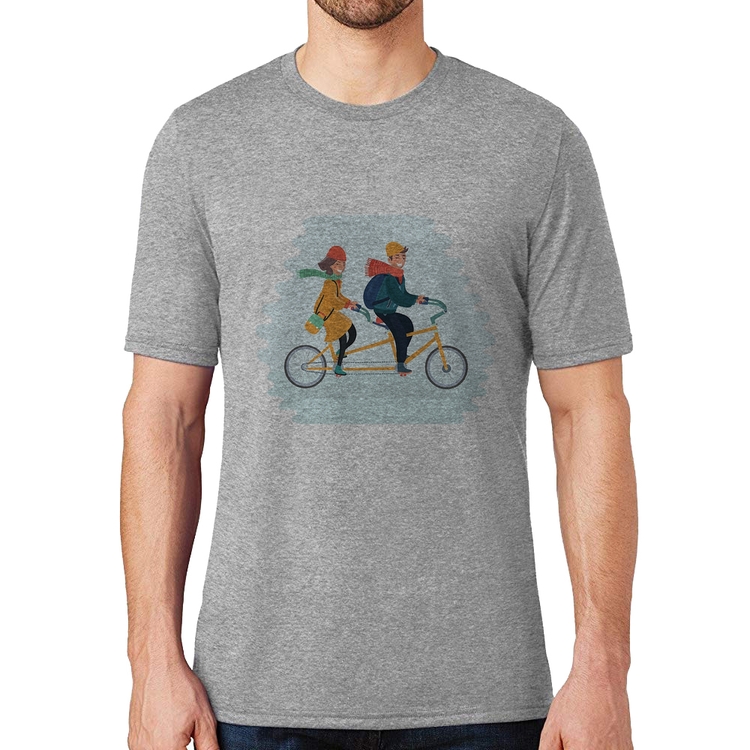 Camiseta Casal  Bicicleta - Cinza