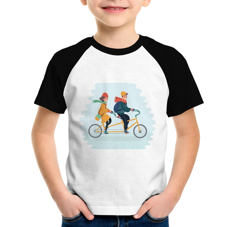 Camiseta Raglan Infantil Casal  Bicicleta