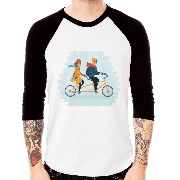 Camiseta Raglan Casal  Bicicleta Manga 3/4