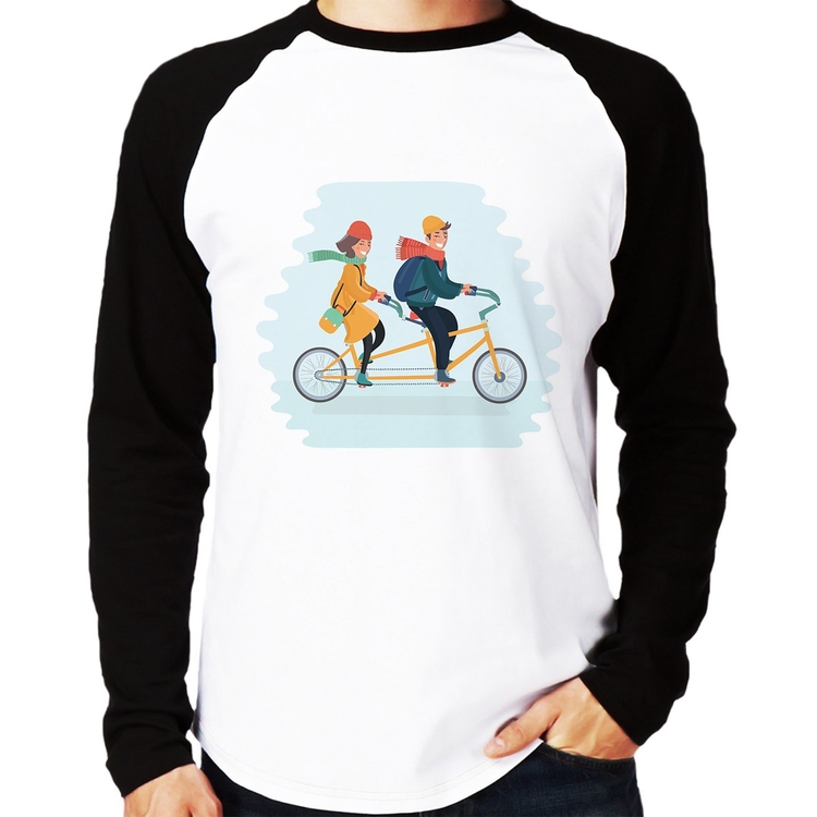 Camiseta Raglan Casal  Bicicleta Manga Longa