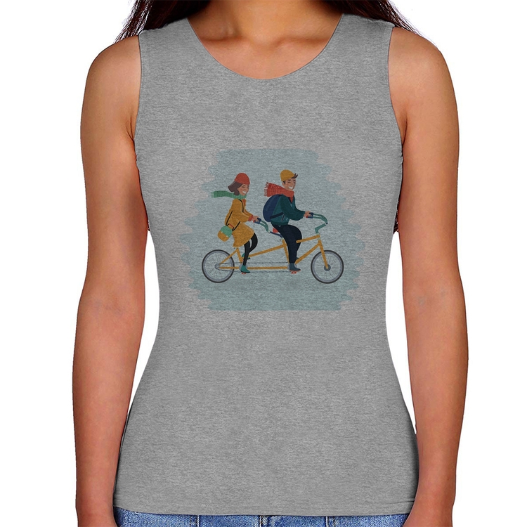 Regata Feminina Casal  Bicicleta - Cinza