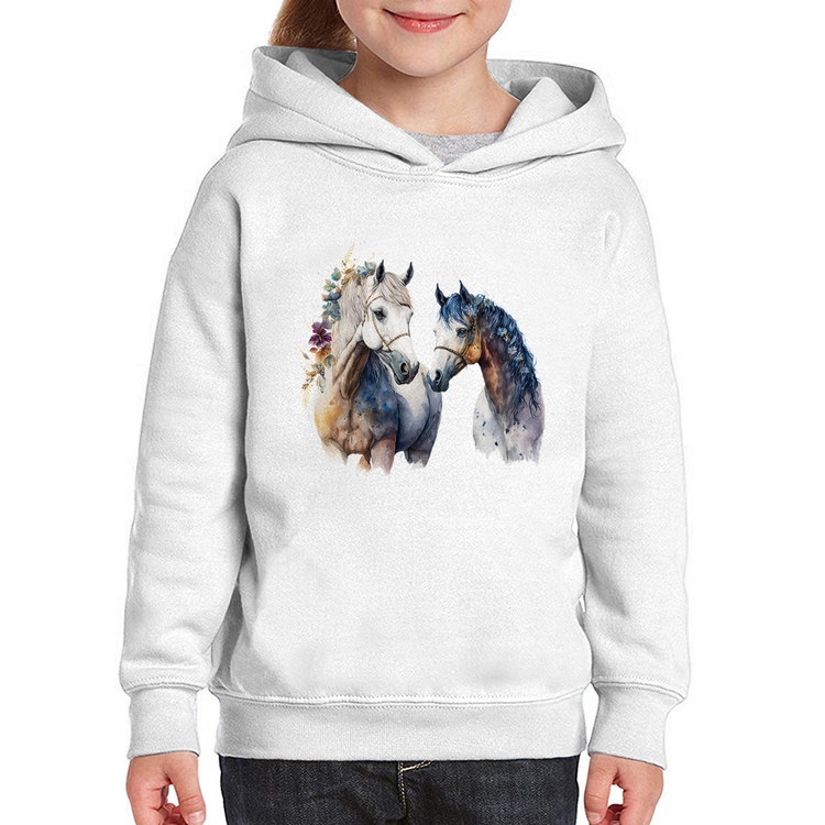 Moletom Infantil Casal de Cavalos Watercolor