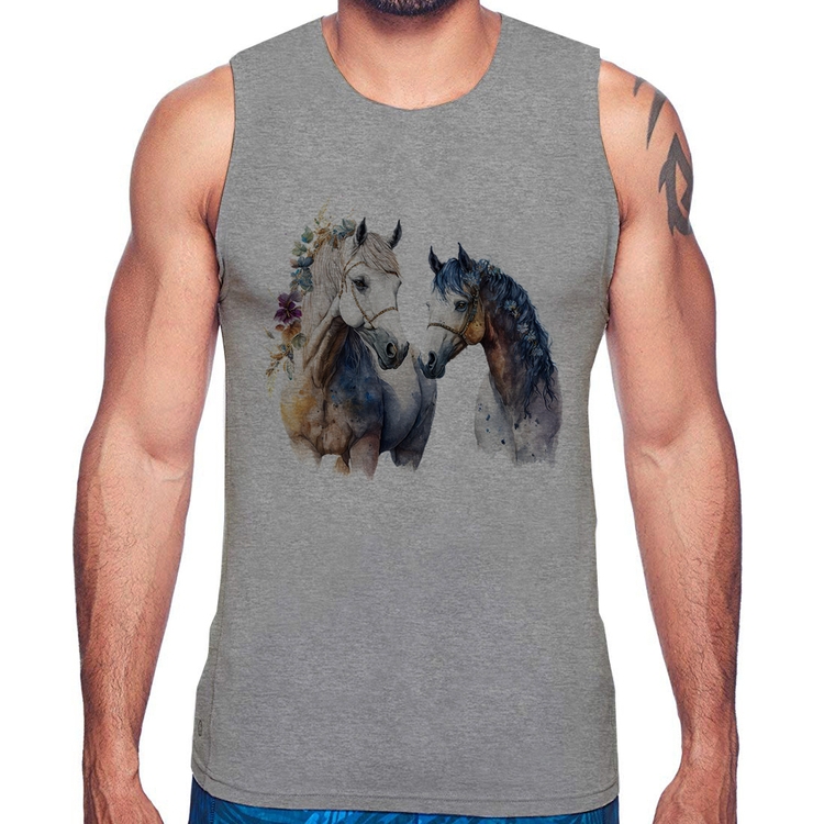 Regata Casal de Cavalos Watercolor - Cinza