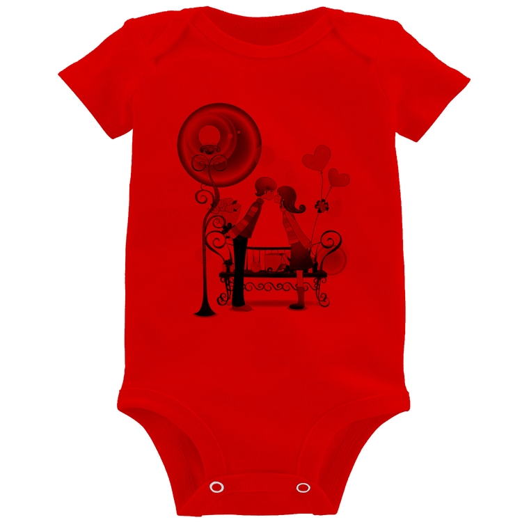 Body Bebê Casal Namorados Beijando - Vermelho