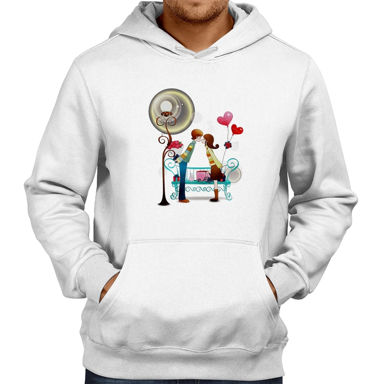Moletom Casal Namorados Beijando - Branco