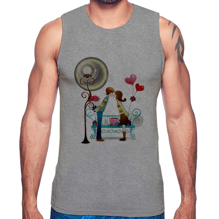 Regata Casal Namorados Beijando - Cinza