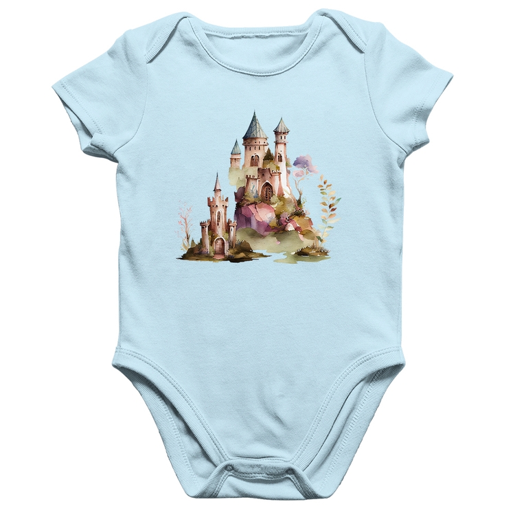 Body Bebê Algodão Castelo de Fadas - Azul Bebê