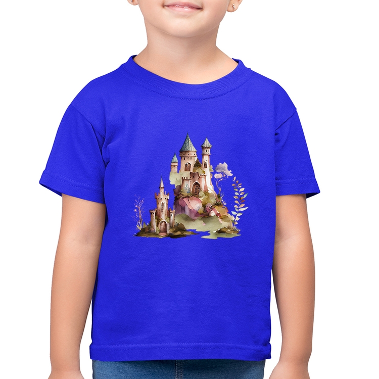 Camiseta Algodão Infantil Castelo de Fadas - Azul Royal