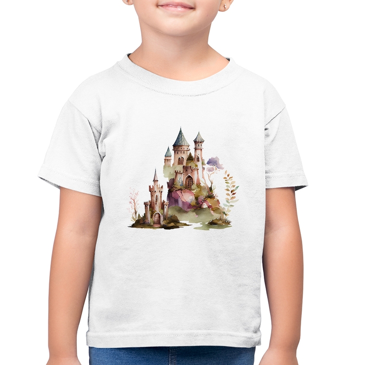 Camiseta Algodão Infantil Castelo de Fadas - Branca