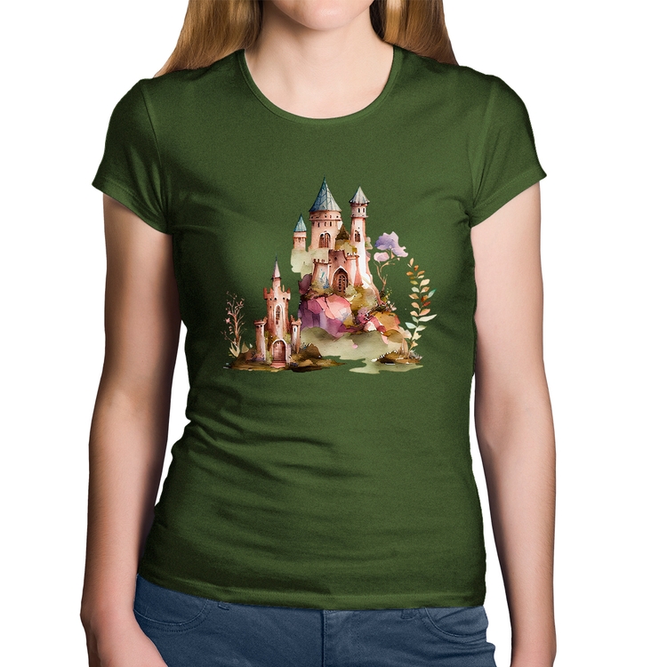 Baby Look Algodão Castelo de Fadas - Musgo