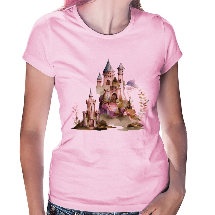 Baby Look Castelo de Fadas - Rosa Bebê