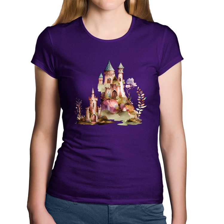 Baby Look Algodão Castelo de Fadas - Roxa