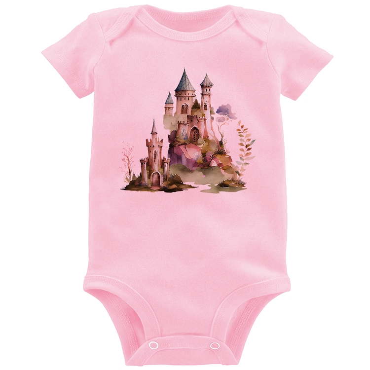Body Bebê Castelo de Fadas - Rosa Bebê